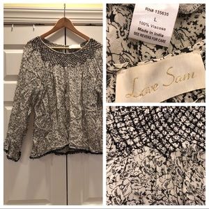 Love Sam washed-crepe long sleeve blouse